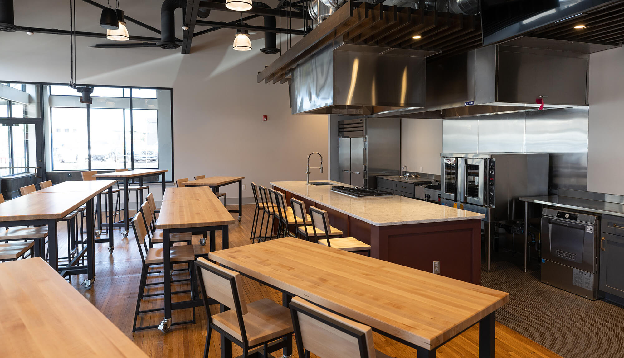 The Downtown Center's open kitchen area