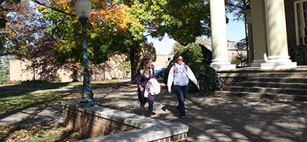 Students walking across campus
