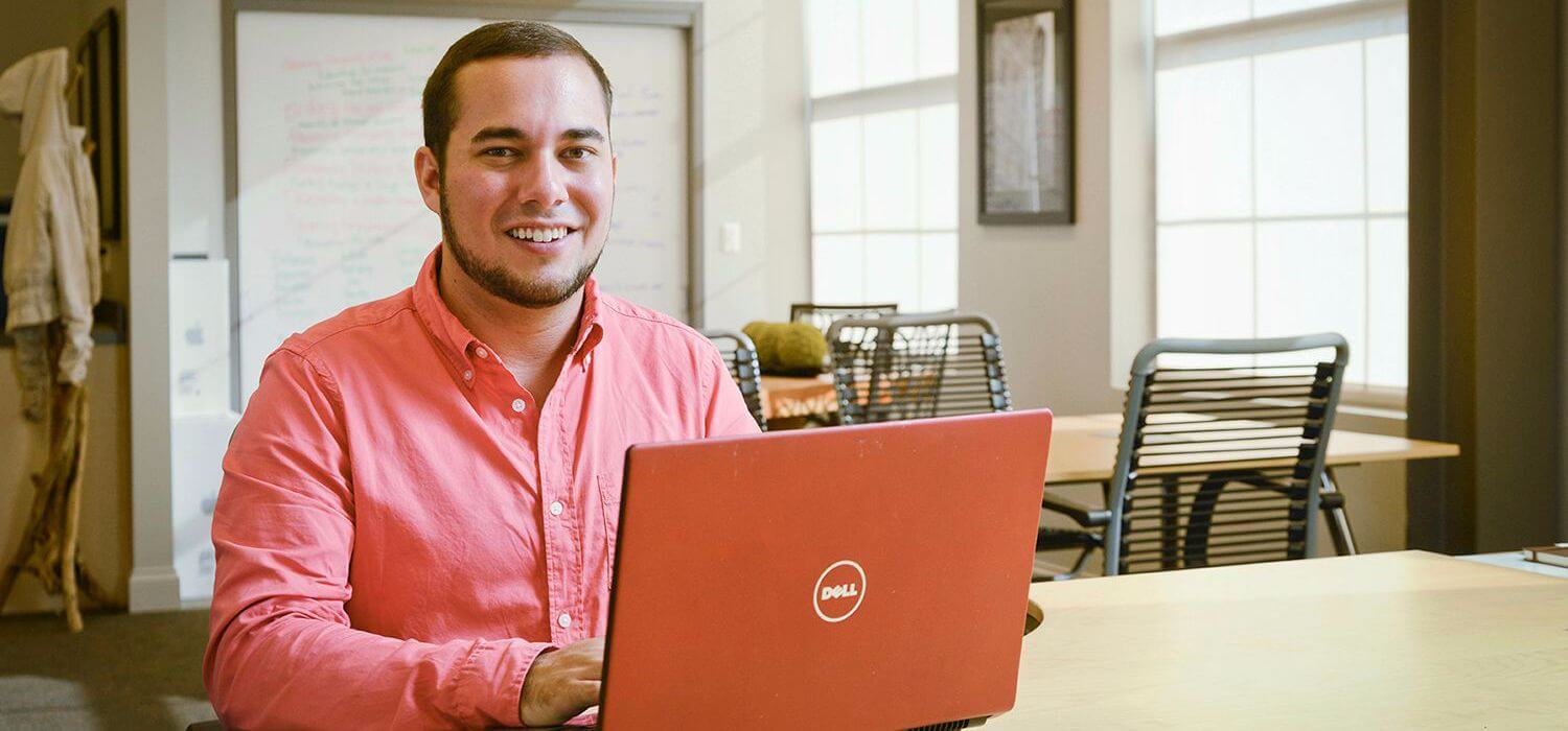 student in Thaw Hall library