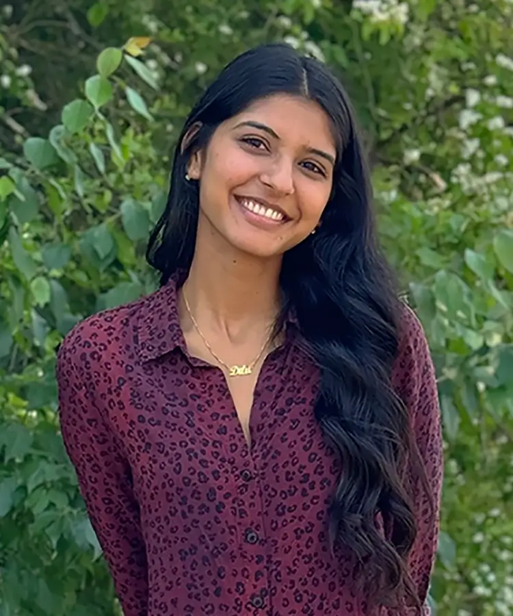 Photo of Diya Patel,  a biology major on the pre-physician assistant track.