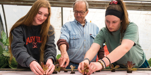 photo of MC students and professor doing an experiment