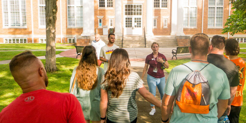 Image of prospective students on a campus tour