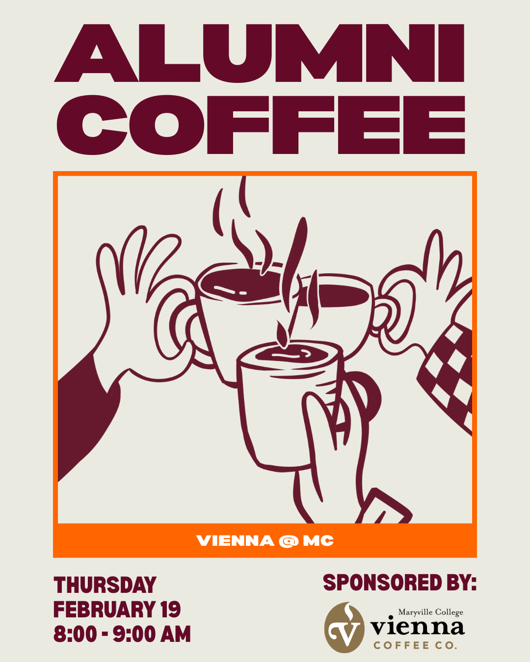 Alumni Coffee Feb 19 at Vienna