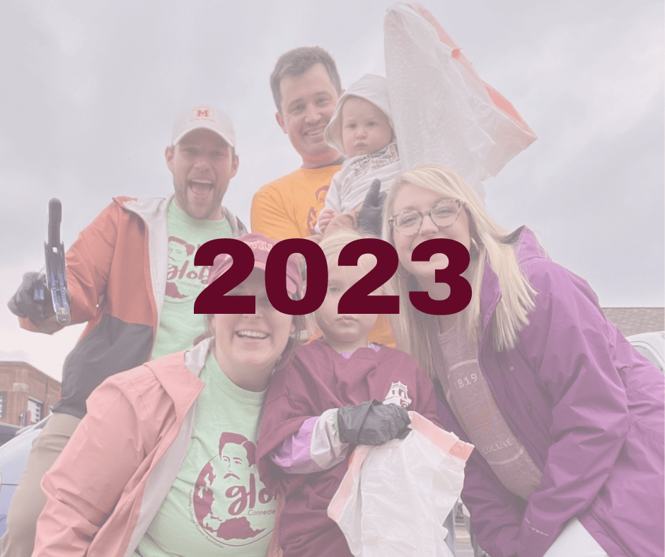 Photo of volunteers overlaid with year 2023