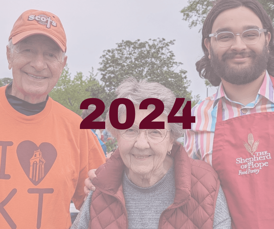 Photo of volunteers overlaid with year 2024