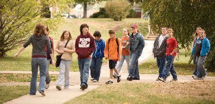 Photo of families on a campus tour