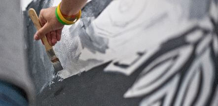 Close cropped photo of a paintbrush painting