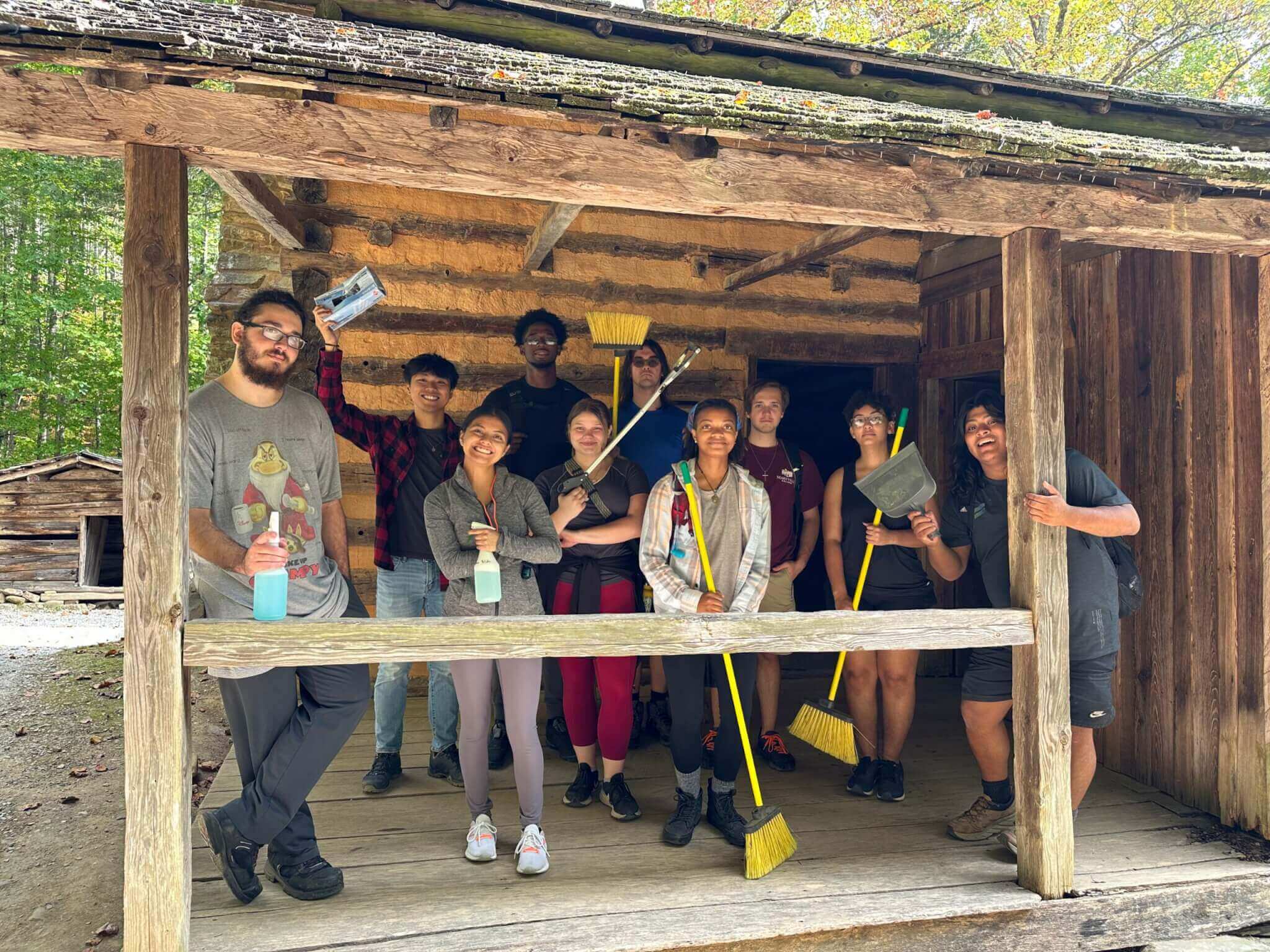 Photo of students on a Cabin Porch 
