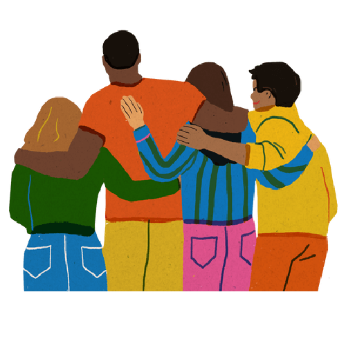 Illustration of friends hugging