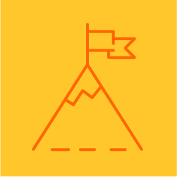 graphic icon of mountain with flag on top