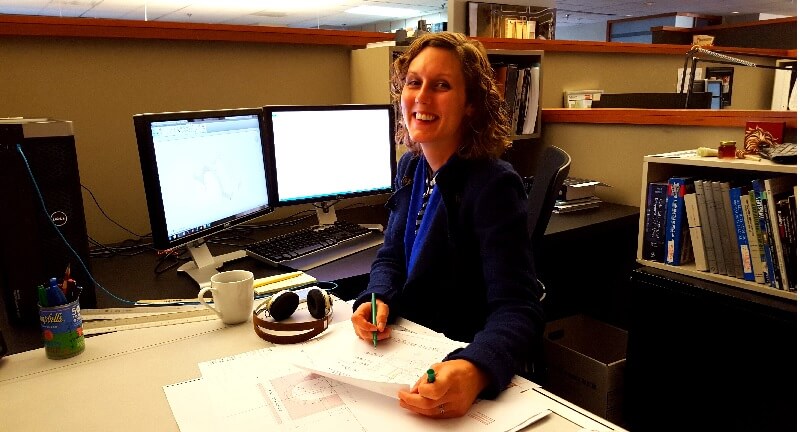 Jennifer Bradley at her desk