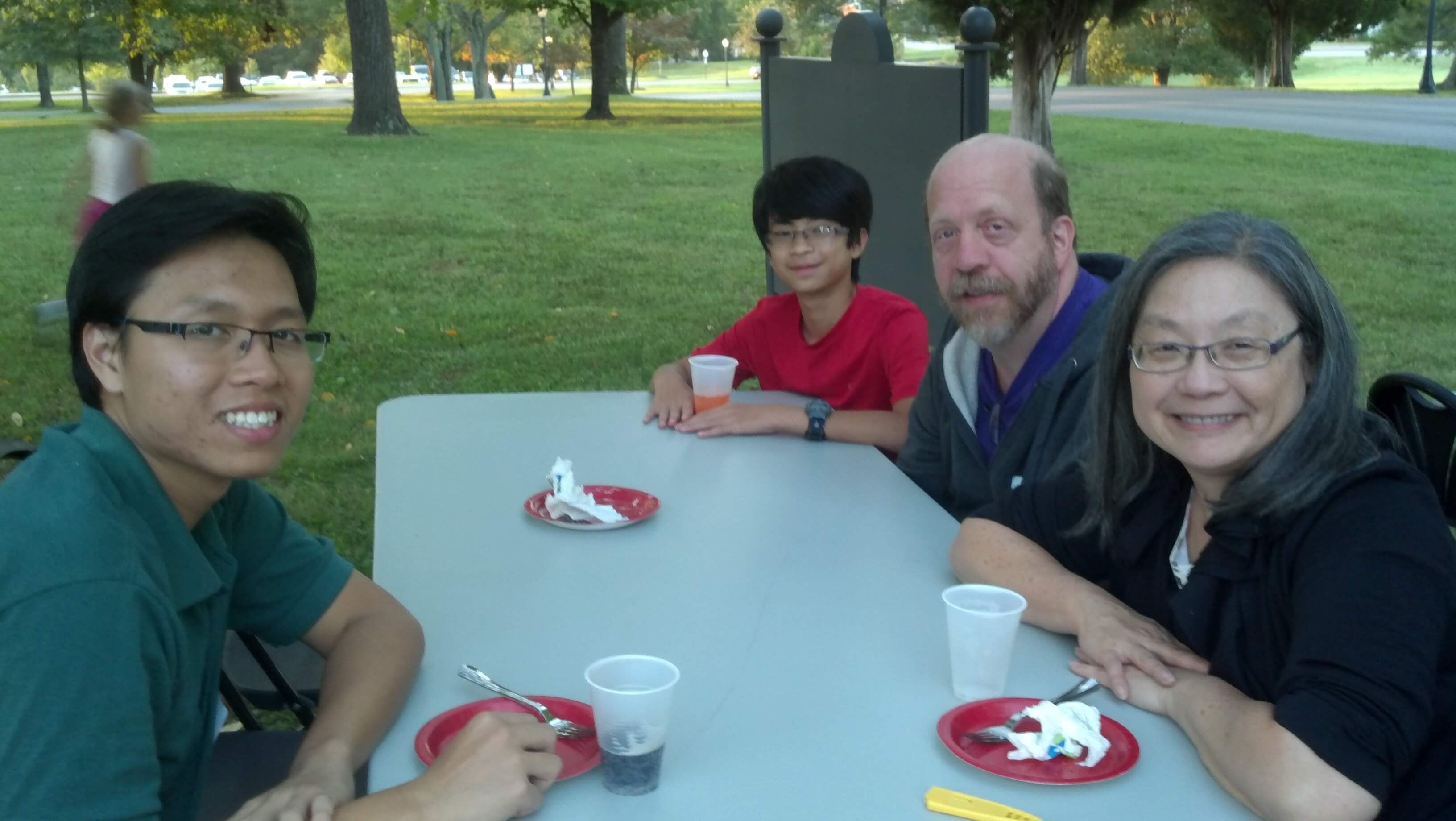 International students at table