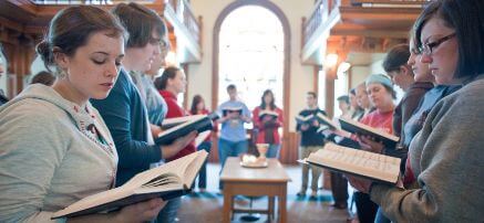 students in chapel