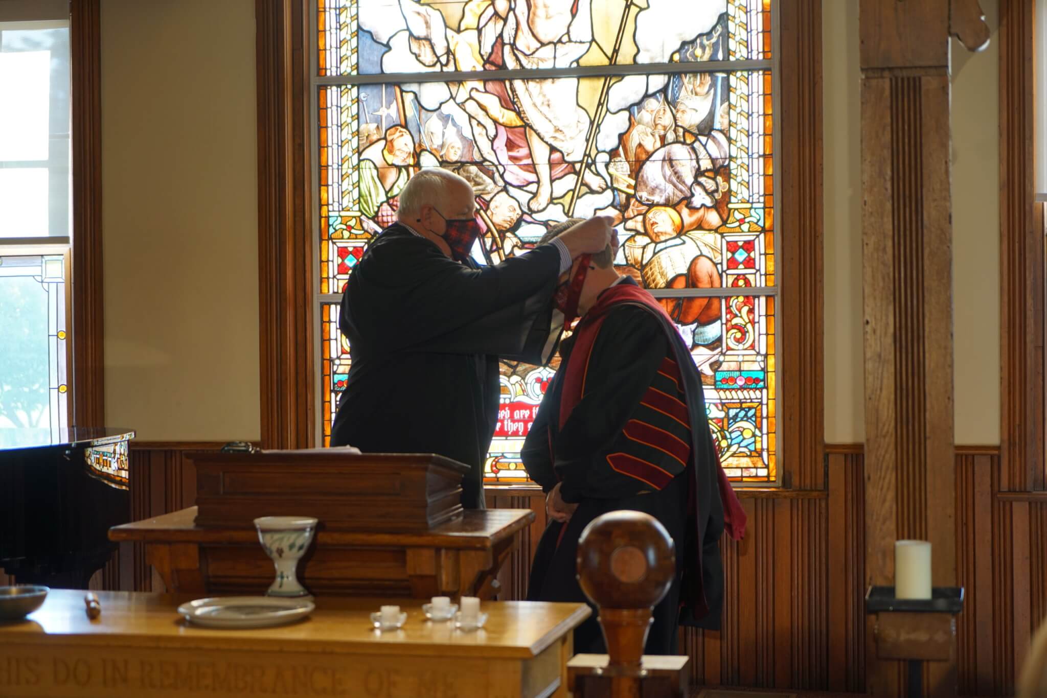 Photo of Cole Piper and Bryan Coker at Presidential Installation