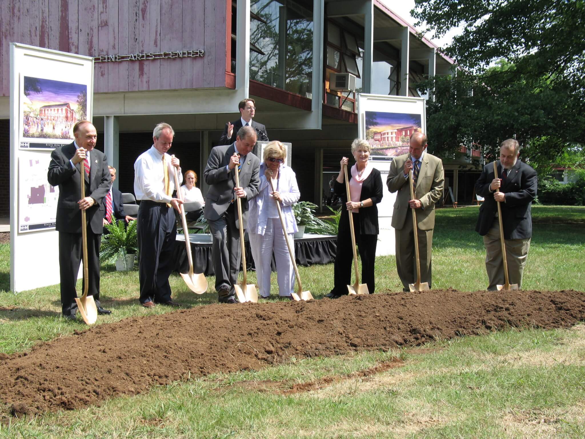 Dr. Gibson breaking ground on the Clayton Center for the Arts.