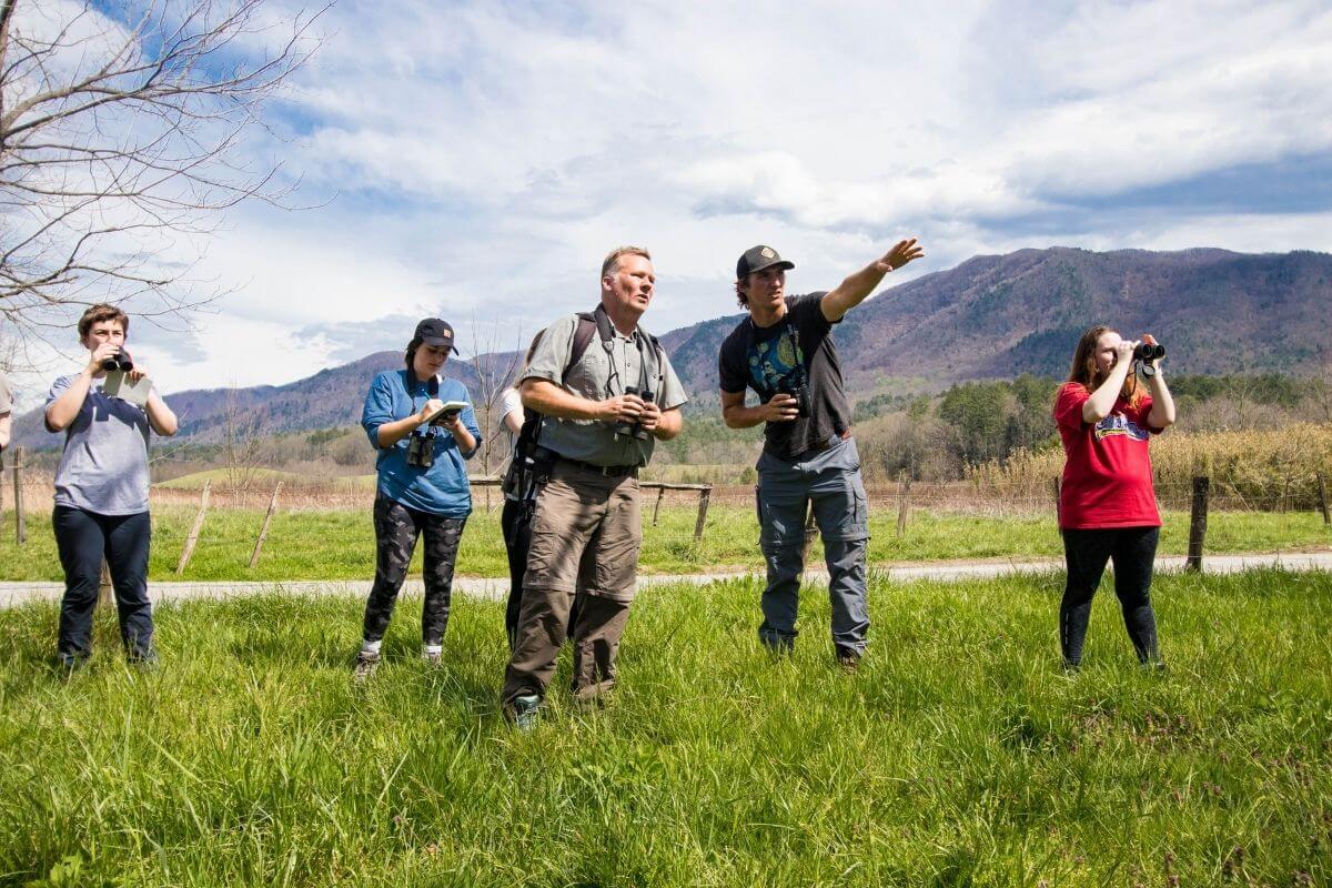 Photo of students in a field