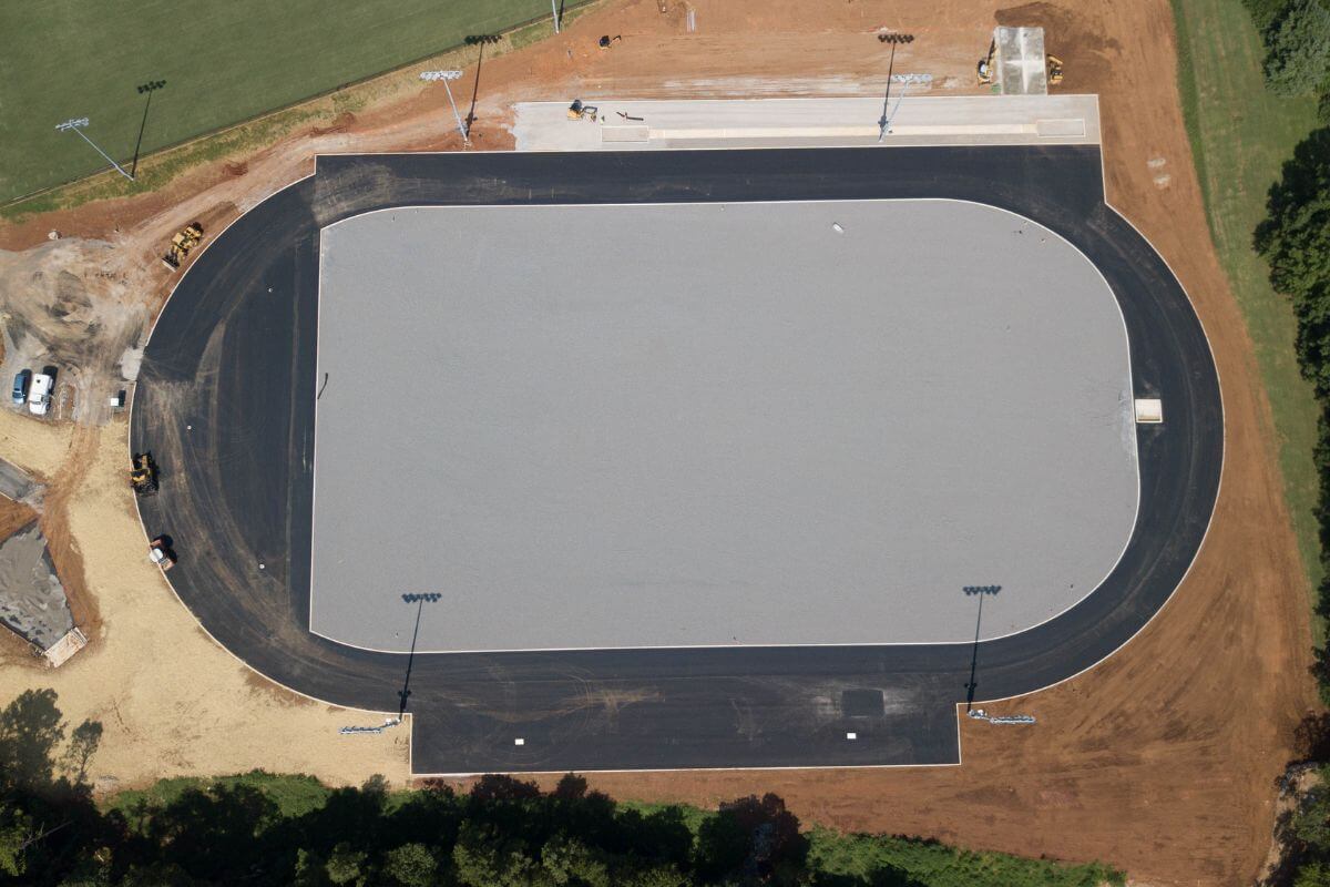 Drone photo of track construction