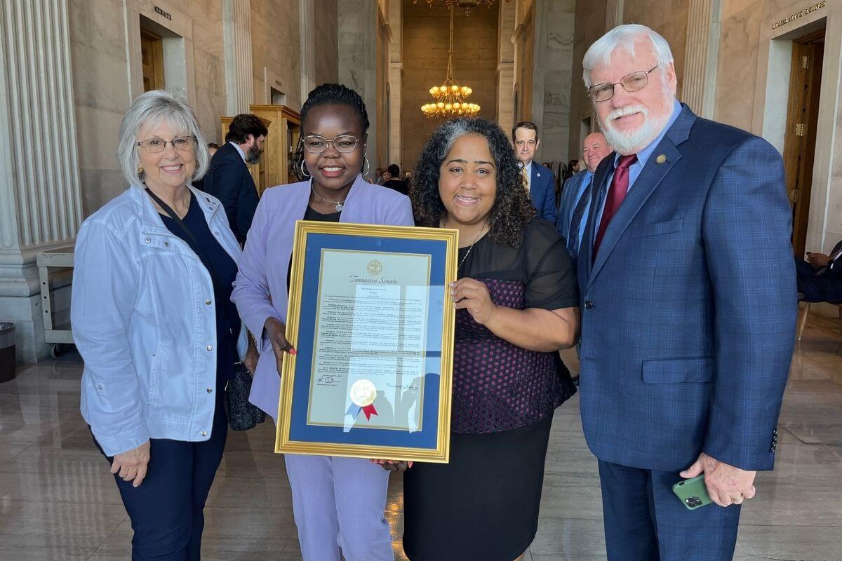 Photo of Steve and Sherry Hillis with Betty Asha