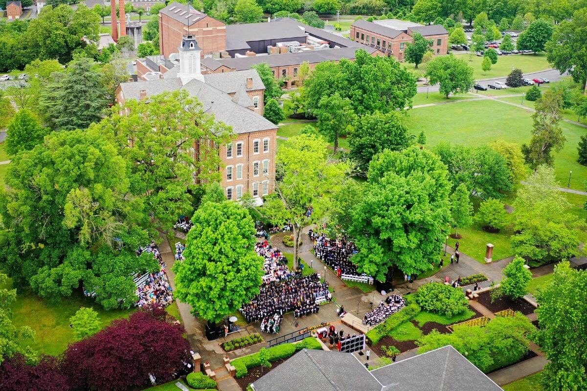 Overhead photo of commencement 2022 ceremony