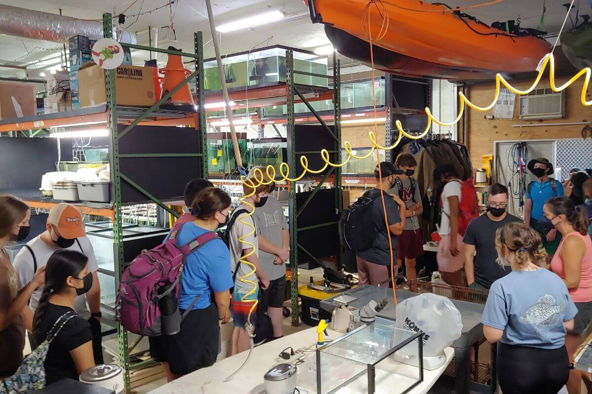 Photo of students tour Conservation Fisheries Inc.