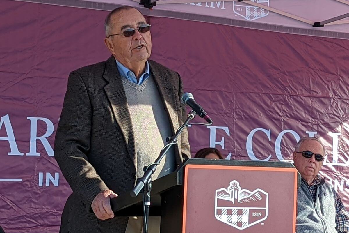 A photo of Mike Davis speaking