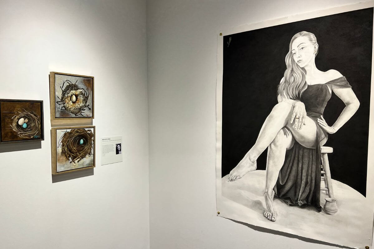 Photo of artwork hanging on gallery walls