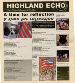 Photo of the front page of The Highland Echo from October 2001