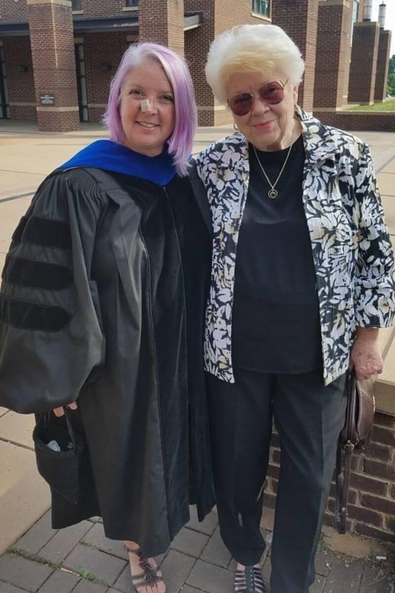 Photo of Dr. Rebecca Lucas with her mother on Humphreys Court