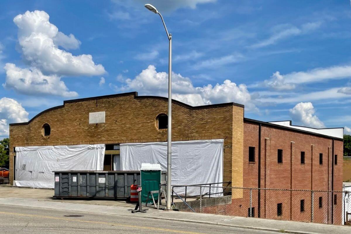 Photo of the J&K Grocery building in downtown Maryville during renovations