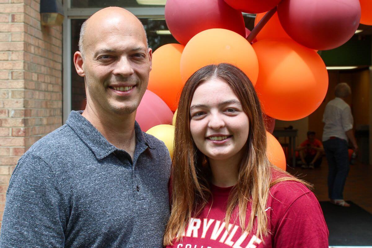 Photo of Emily Cox with her dad Daren