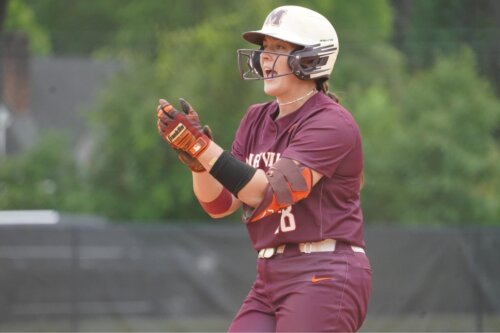 Photo of Sara Koonce on the MC Scots softball field