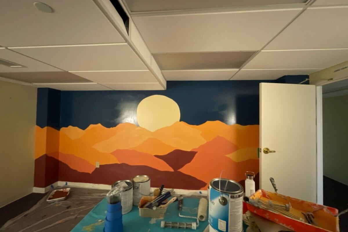 Photo of a finished mural in the Academic Support Center