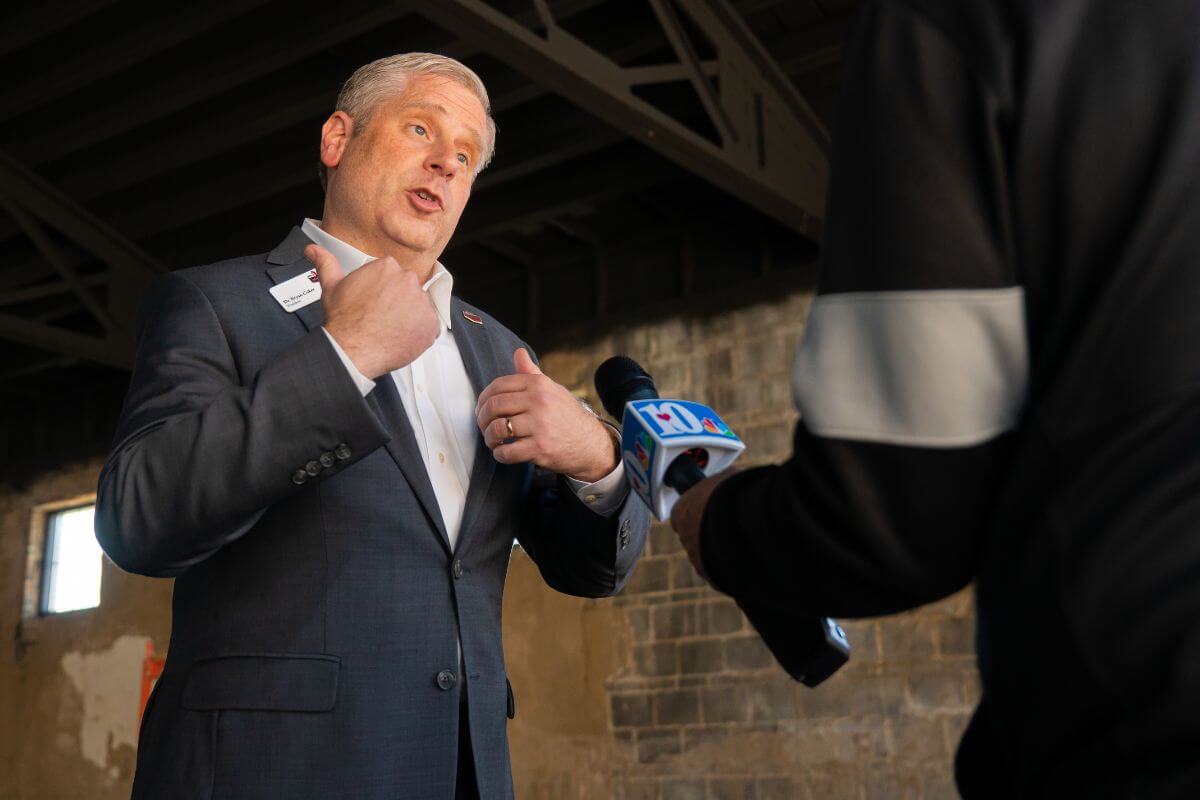 Photo of Dr. Bryan Coker giving an interview to WBIR-TV