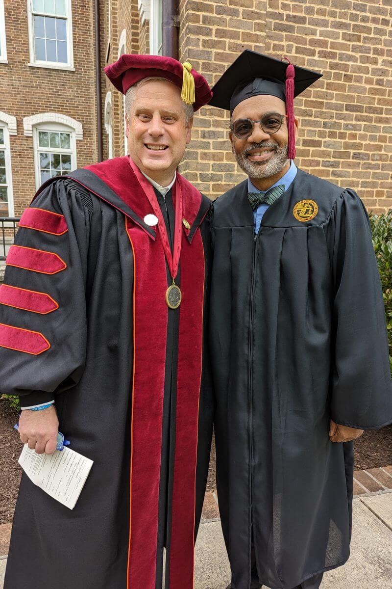 Photo of Dr. Bryan Coker and Dr. Russ Wigginton in front of Anderson Hall