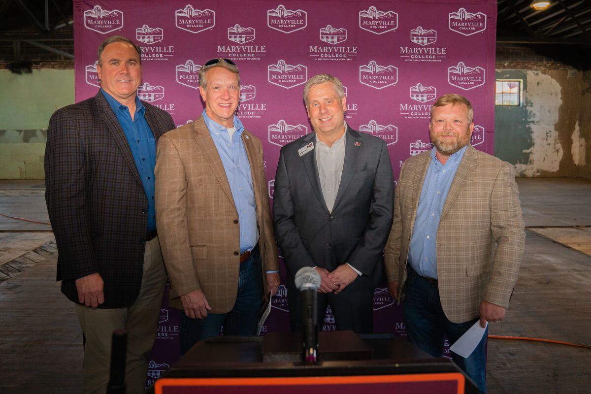 Photo of the speakers at the May 4, 2023, announcement of the Maryville College Downtown Center