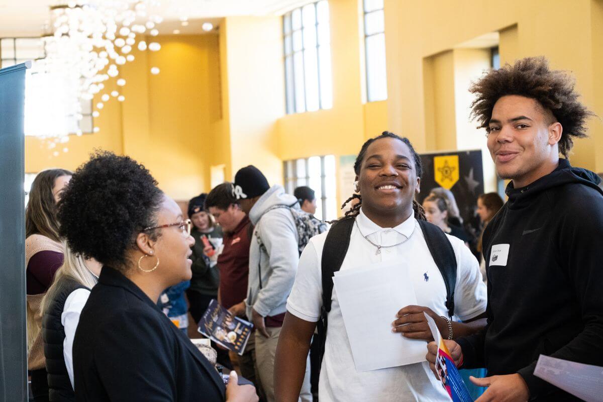 Photo of students at the MC Career Fair in the Clayton Center for the Arts