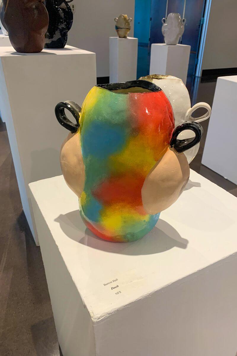 Photo of a brightly colored vase by Barron Hall