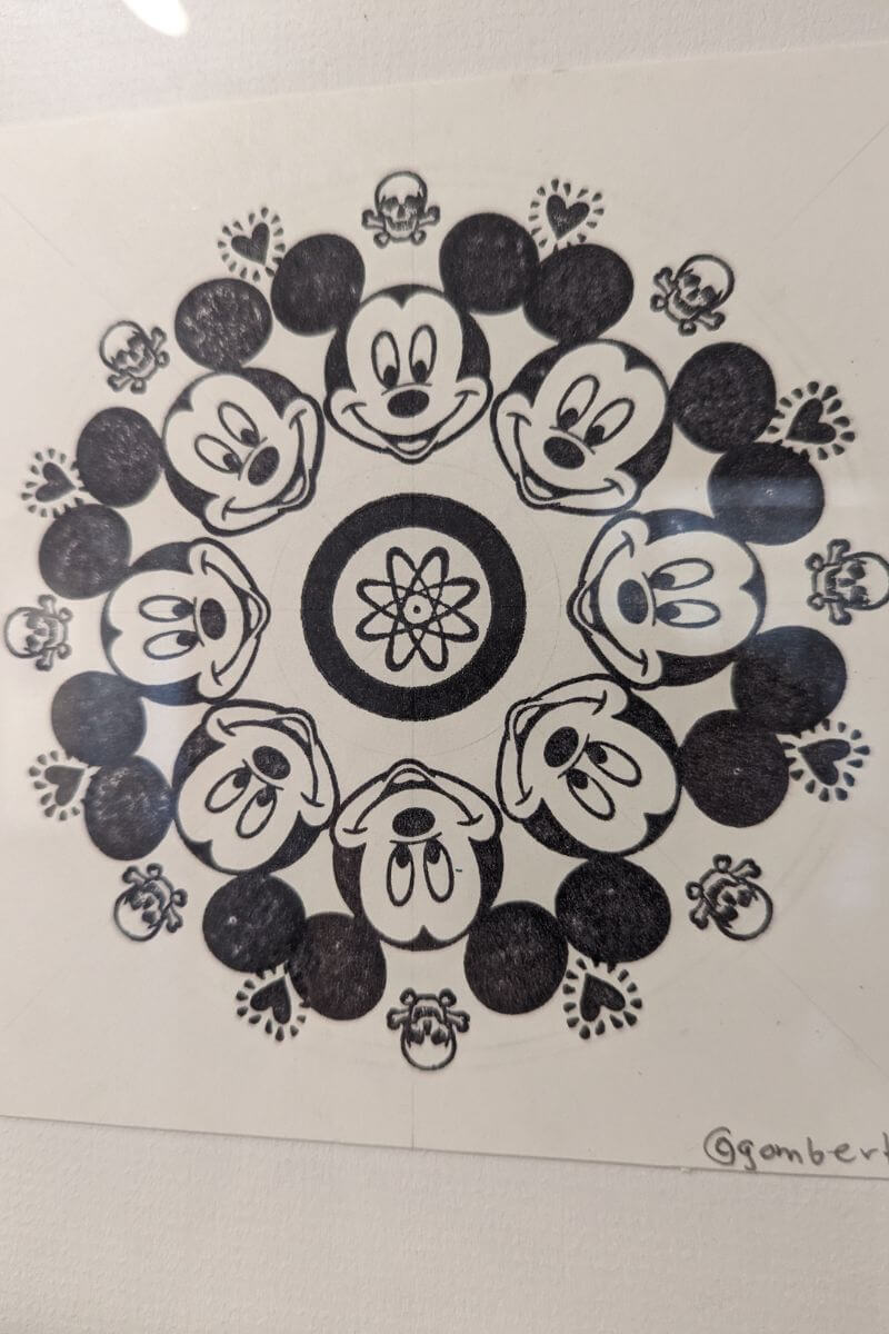 Photo of Mickey Mouse stamps on canvas by Dr. Carl Gombert