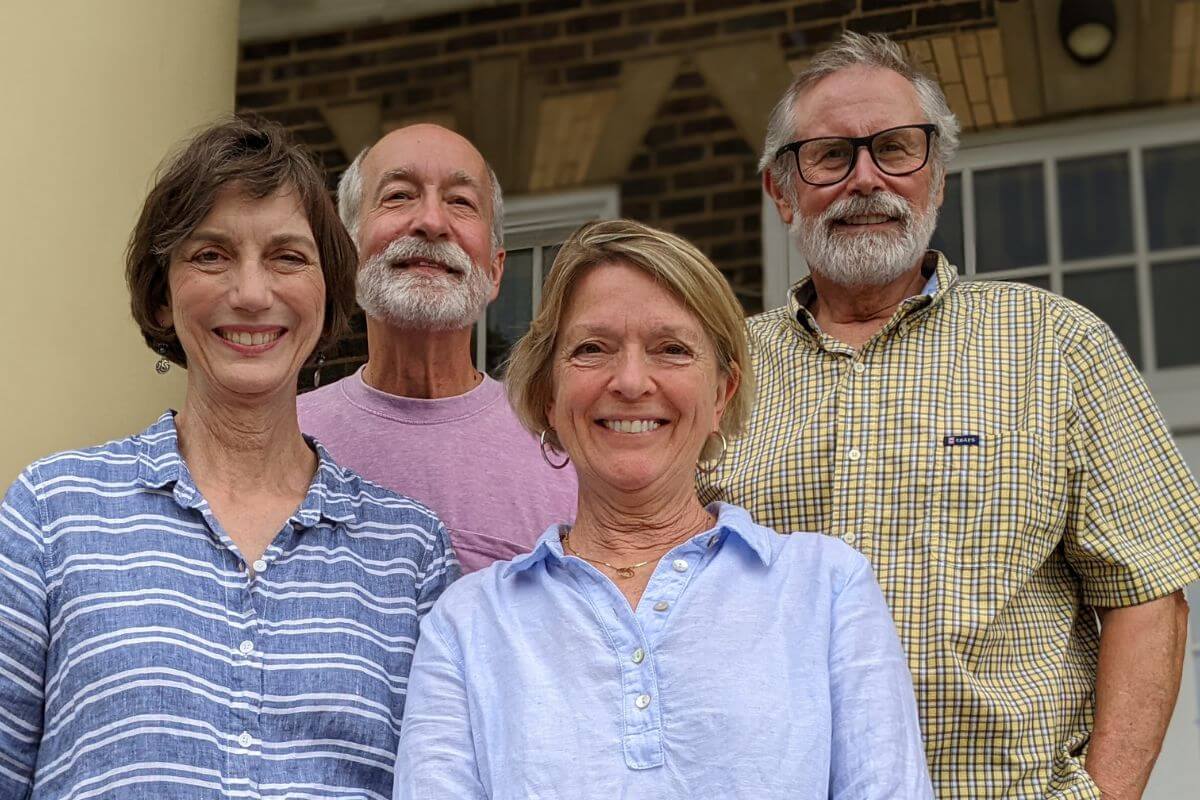 Photo of the Slobodas and the Blairs during a recent return visit to the Maryville College campus