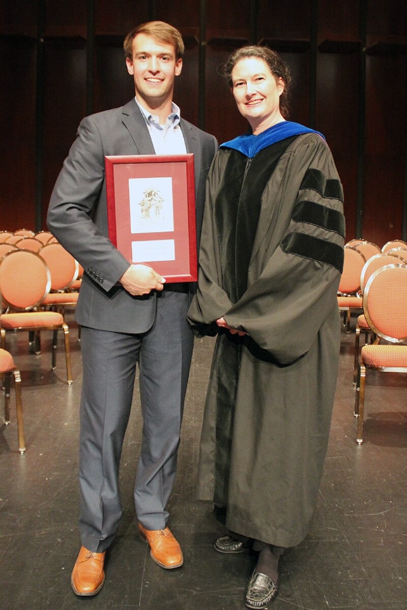 Photo of Dr. Jenifer Greene and 2019 Maryville College Outstanding Senior Adam Diggs.