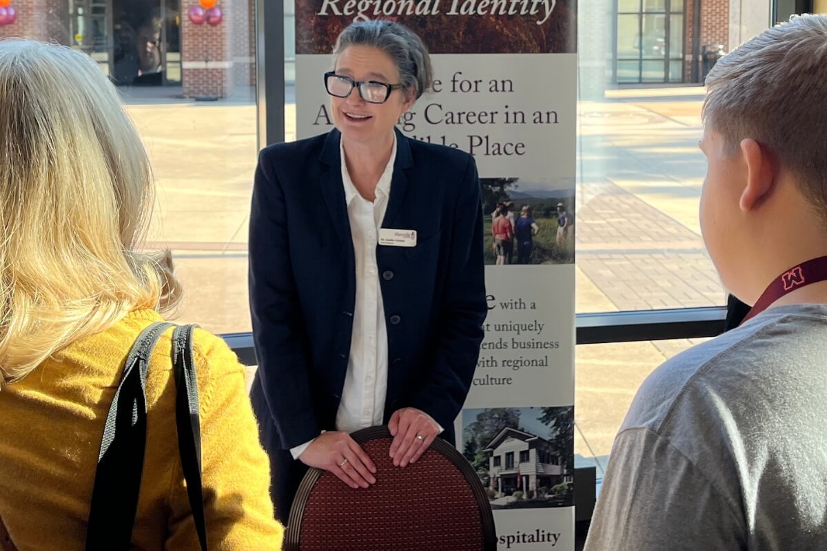 Photo Dr. Jenifer Greene at a Meet Maryville event in 2023