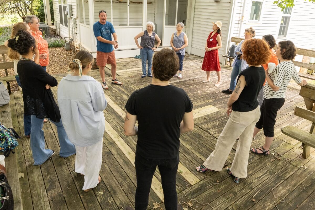 Photo of new faculty members of Maryville College standing in a circle