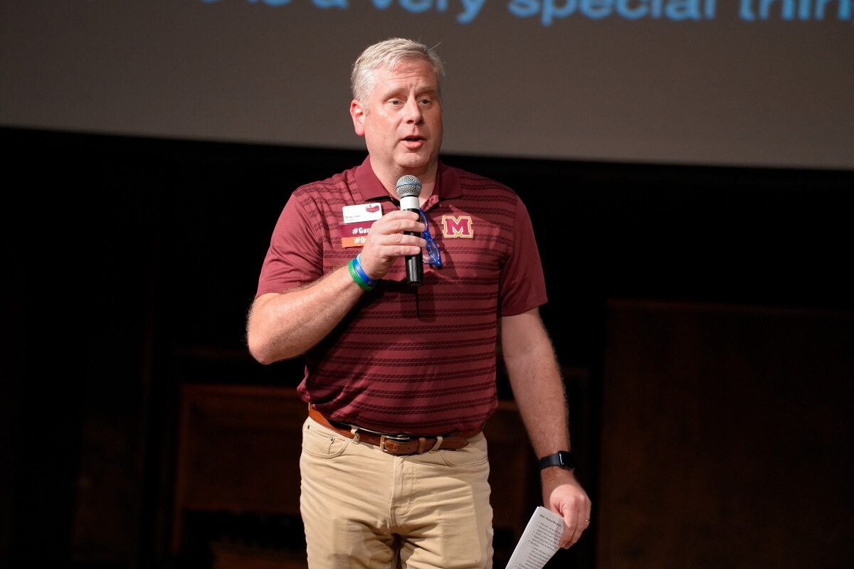 Photo of Dr. Bryan F. Coker speaking at the opening of SOAR Weekend