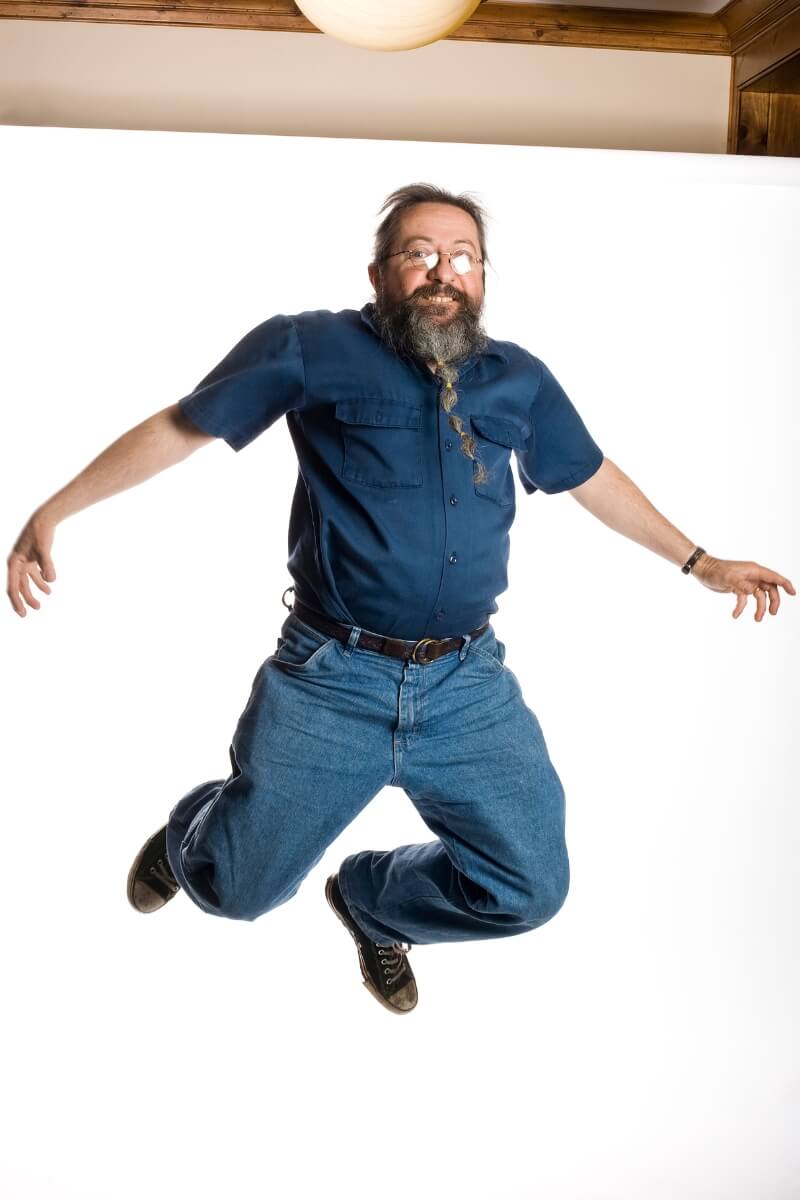 Photo of Maryville College Art Professor Carl Gombert jumping