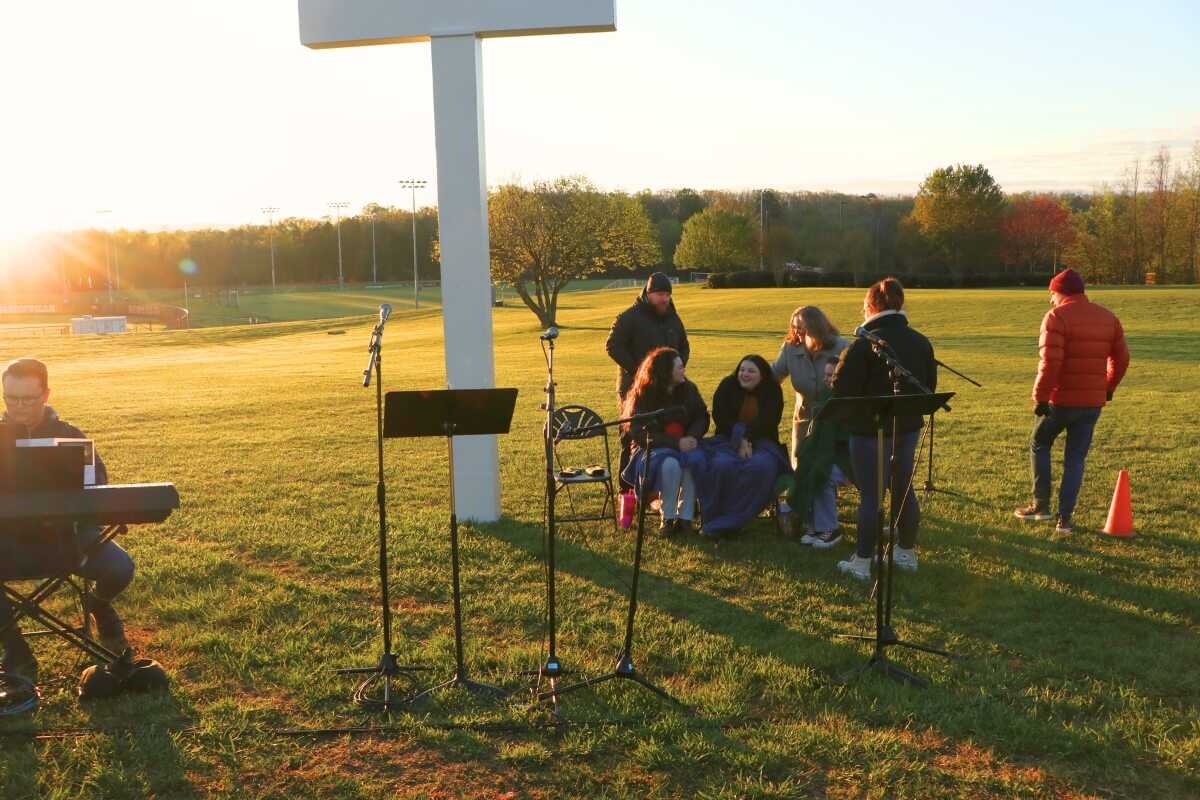 Photo of worship leaders preparing for the 2023 Easter Sunrise Service
