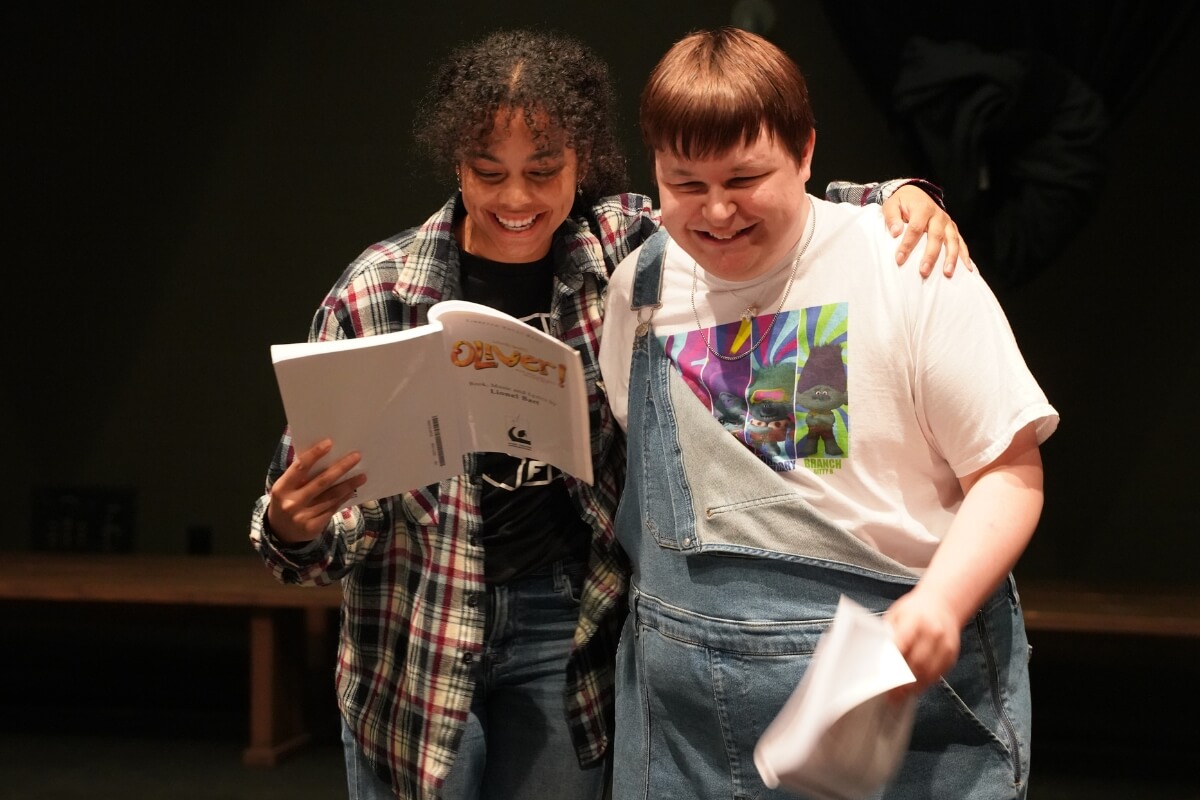 Photo of Maryville College Theatre students rehearsing a scene from "Oliver!"
