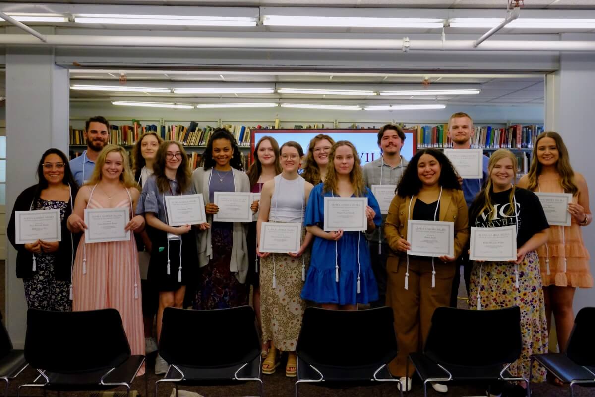 Photo of new members of Alpha Gamma Sigma