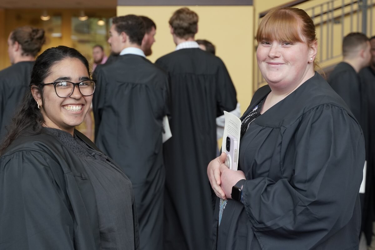 Photo of two smiling Maryville College seniors