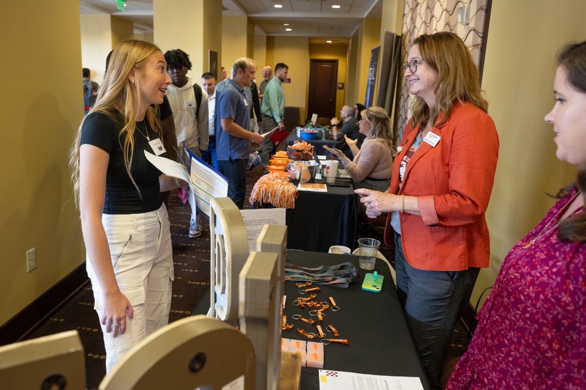 Photo from the upper hallway of the Maryville College Career Fair