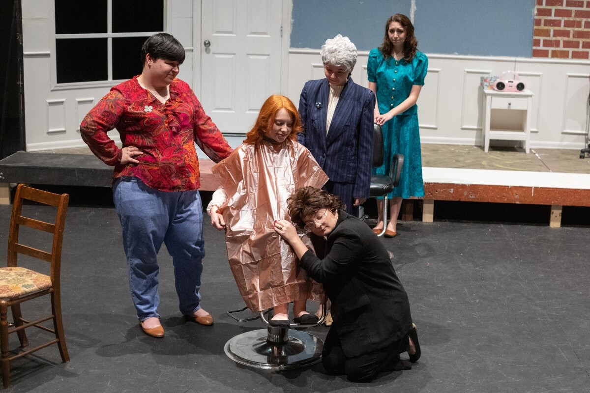 Photo of most of the cast of "Steel Magnolias," the latest Maryville College Theatre production